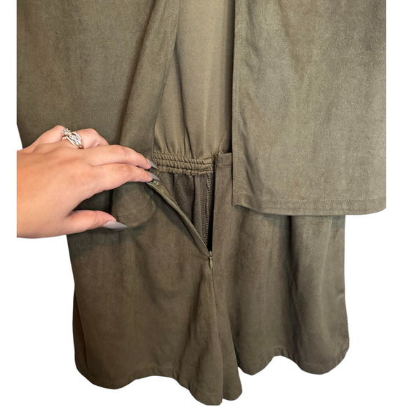 She + Sky Open Back Olive Green Super Soft Cut Out Boho Festival Romper Size M - Picture 4 of 9